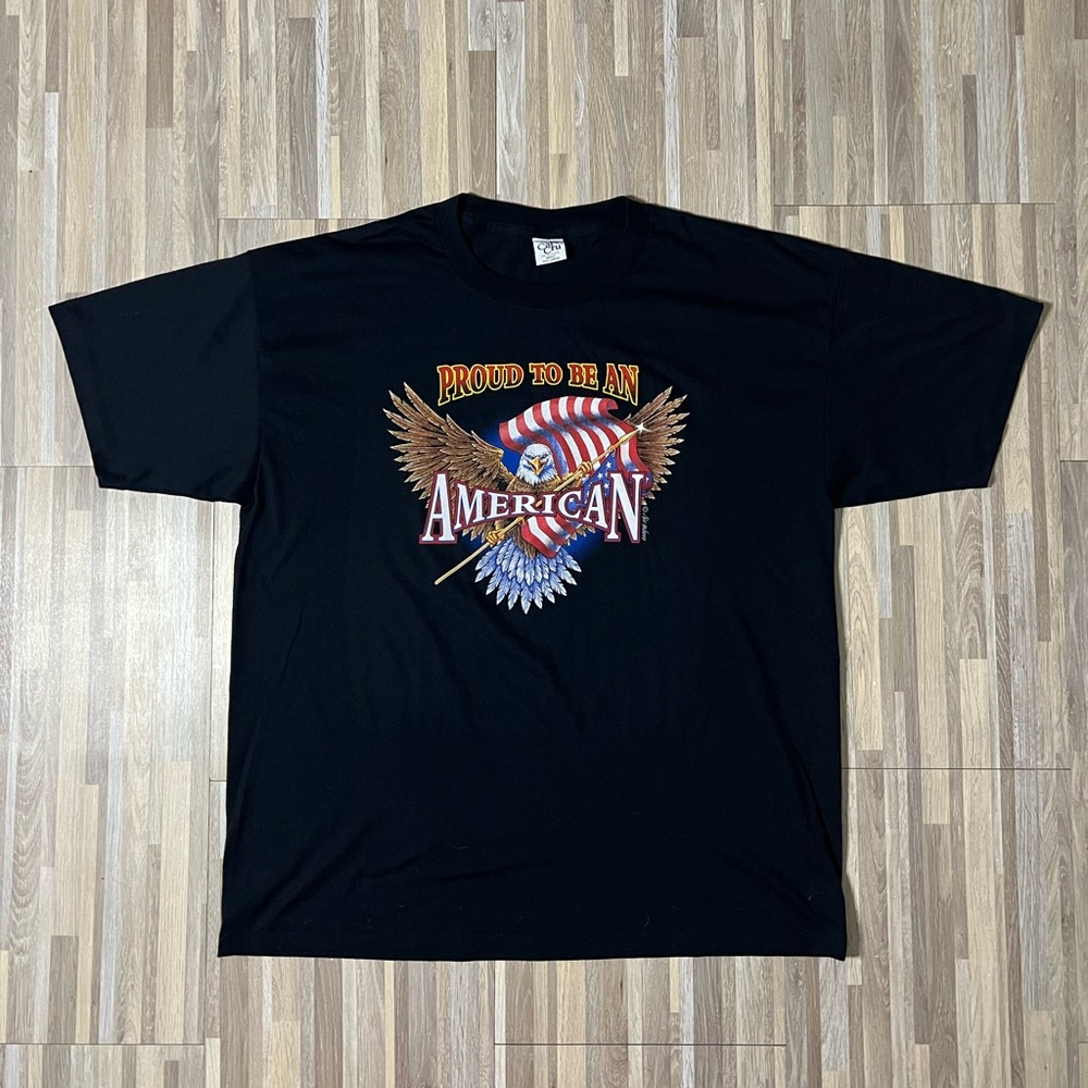 Vintage 90s Deadstock Proud To Be An American T-shirt Bald Eagle Animal Tee 3XL